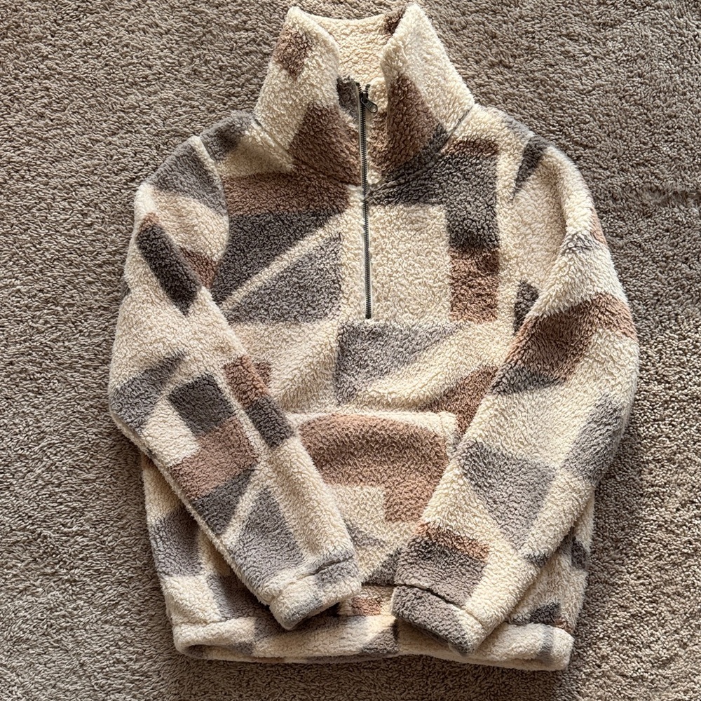 Billabong Cream and Gray Fleece Pullover